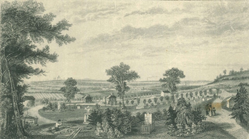 Nunhead (All Saints) Cemetery looking towards central London, c.1845